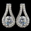 Antique Silver Clear Cubic Zirconia Bridal Wedding Drop Bridal Wedding Earrings 5966