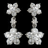 Stunning Antique Silver Clear CZ Flower Bridal Wedding Earrings E 6009