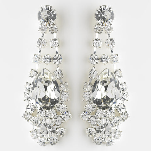 Silver Clear Crystal and Rhinestone Bridal Wedding Earrings 70013