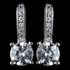 Antique Rhodium Silver Clear Petite CZ Crystal Children Bridal Wedding Earrings 7402