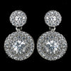 CZ Crystal Pave Crystal Pendent Bridal Wedding Necklace 1651 & Petite Pave Solataire Double Drop Earrings 7406 Bridal Wedding Jewelry Set