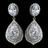 Antique Rhodium Silver Clear CZ Crystal Bridal Wedding Earrings 7412