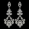 Rhodium Clear Encrusted CZ Crystal Swirl Chandelier Bridal Wedding Earrings 7425