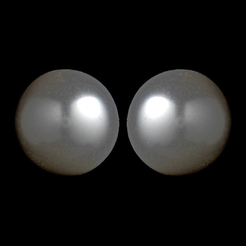 Silver Gray Pearl Stud Bridal Wedding Earrings E 7500