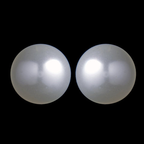Silver White Pearl Stud Bridal Wedding Earrings E 7500