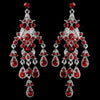 Antique Silver Red Rhinestone Chandelier Bridal Wedding Earrings 7595