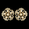 Gold Ivory Pearl & Rhinestone Flower Stud Earring 76002