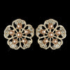 Rose Gold Champagne Pearl & Rhinestone Flower Stud Earring 76002