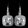 Antique Rhodium Silver Clear Princess CZ Crystal Stud Bridal Wedding Earrings 7701