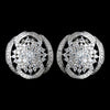 Antique Rhodium Silver Clear CZ Flower Crystal "Great Gatsby" Inspired Bridal Wedding Necklace Drop Bridal Wedding Necklace & Stud Earrings Jewelry Set 7743