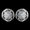 Antique Rhodium Silver Clear Vintage Great Gatsby Inspired Bridal Wedding Earrings 7743