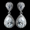 Antique Rhodium Silver Clear Tear Drop Pave Encrusted CZ Crystal Bridal Wedding Earrings 7761