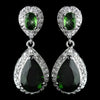 Antique Rhodium Silver Emerald Tear Drop Encrusted CZ Crystal Bridal Wedding Earrings 7761