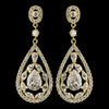 Gold Clear Multi Cut Teardrop CZ Crystal Chandelier Bridal Wedding Earrings 7769