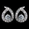 Antique Rhodium Silver Clear Loop Of Love Petite CZ Crystal Stud Bridal Wedding Earrings 7772