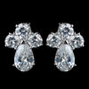 Antique Rhodium Silver Clear Cluster Petite CZ Crystal Stud Children 7774