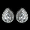 Antique Rhodium Silver Clear Teardrop CZ Crystal Pave Encrusted Stud Bridal Wedding Earrings 7777