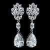Antique Rhodium Silver Clear CZ Crystal Teardrop Earring 7783