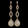 Gold Clear Teardrop Pave CZ Crystal Dangle Bridal Wedding Earrings 7787