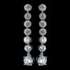 Antique Rhodium Silver Clear 7 CZ Crystal Solitaire Drop Dangle Bridal Wedding Earrings 7790