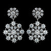 Antique Rhodium Silver Clear Cluster Drop CZ Crystal Bridal Wedding Earrings 7792