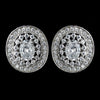 Antique Rhodium Silver Clear Pave CZ Crystal Vintage Stud Bridal Wedding Earrings 7796