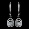 Antique Rhodium Silver Clear CZ Crystal Vintage Drop Leverback Bridal Wedding Earrings 7797