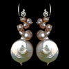 Delightful Peach Freshwater Coin Pearl Bridal Wedding Earrings 7833