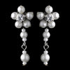 Silver White Floral Pearl Dangle Bridal Wedding Earrings 8001