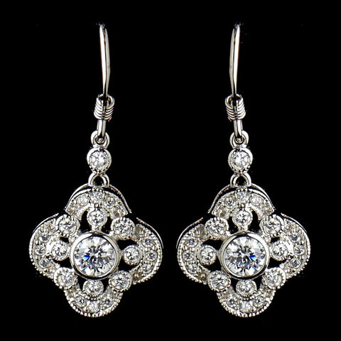Antique Silver Clear CZ Crystal Bridal Wedding Necklace 8119 & Bridal Wedding Earrings 8107 Bridal Wedding Jewelry Set