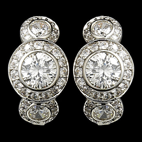 Silver Cubic Zirconia Bridal Wedding Earrings E 8116