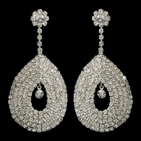 Unique & Stunning Silver Clear Bridal Wedding Earrings E 812