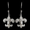 Silver Cubic Zirconia Fleur De Lis Earring Set 8120