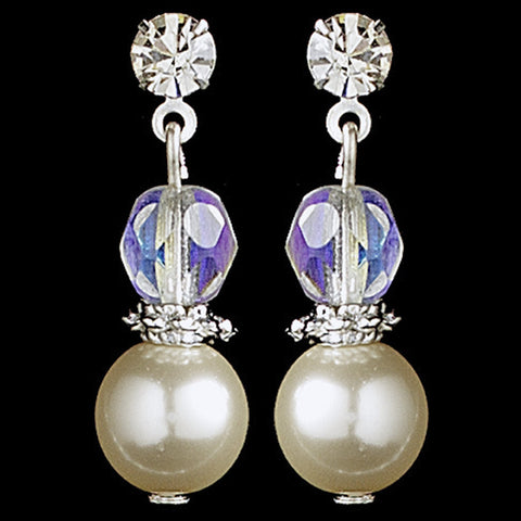 Pearl & Swarovski Crystal Bead Drop Bridal Wedding Earrings 8148