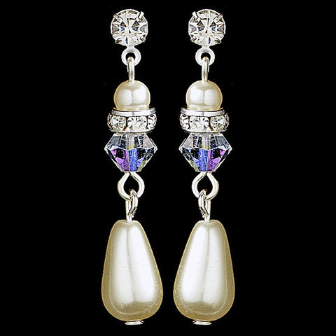 Pearl & Crystal Dangle Bridal Wedding Earrings 8151