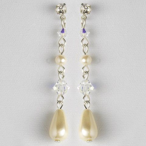 Pearl & AB Swarovski Crystal Bead Dangle Bridal Wedding Earrings 8154