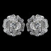 Rhodium Clear CZ Crystal Rose Bridal Wedding Hair Clip On Stud Bridal Wedding Earrings 82010