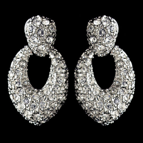 Rhodium Clear Pave Rhinestone Stud Bridal Wedding Earrings 82014