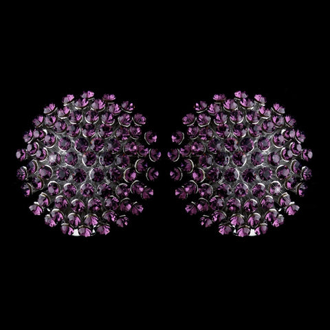 Rhodium Amethyst Bridal Wedding Hair Clip On Ball Bridal Wedding Earrings 82016