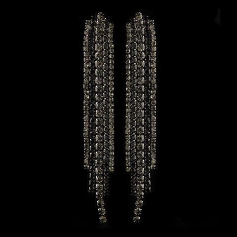 Rhodium Smoke Rhinestone Dangle Bridal Wedding Earrings 82019