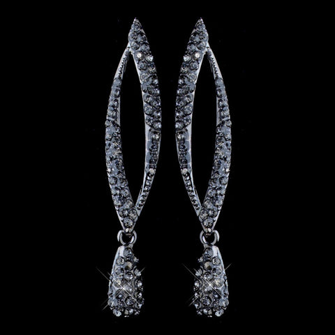 Hematite Smoke Rhinestone Dangle Bridal Wedding Earrings 82021