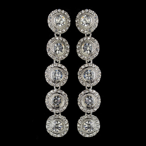 Rhodium Clear Rhinestone Pave Circle Dangle Bridal Wedding Earrings 82022