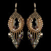 Gold Peach Beaded & Rhinestone Hand Made Chandelier Bridal Wedding Earrings 82039