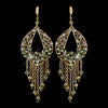 Gold Olive Green & Clear Rhinestone Hand Made Chandelier Bridal Wedding Earrings 82041