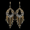 Gold Smoke & Clear Rhinestone Hand Made Chandelier Bridal Wedding Earrings 82041