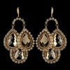 Gold Light Brown & Clear Rhinestone Drops Bridal Wedding Earrings 82042