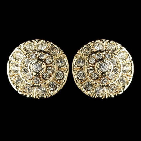 Gold Clear Rhinestone Stud Bridal Wedding Earrings 82057