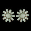 Rhodium Mint Stone Flower Stud Bridal Wedding Earrings 82058