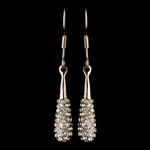 Rose Gold Pave CZ Crystal Teardrop Hook Dangle Bridal Wedding Earrings 82062