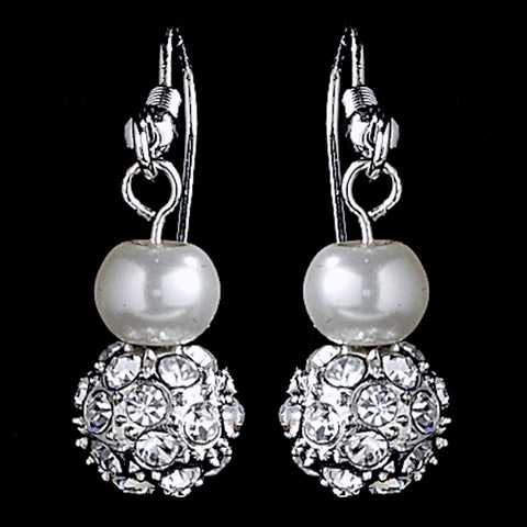 Earring 8213 Pearl Ivory and Rhinestone Crystals